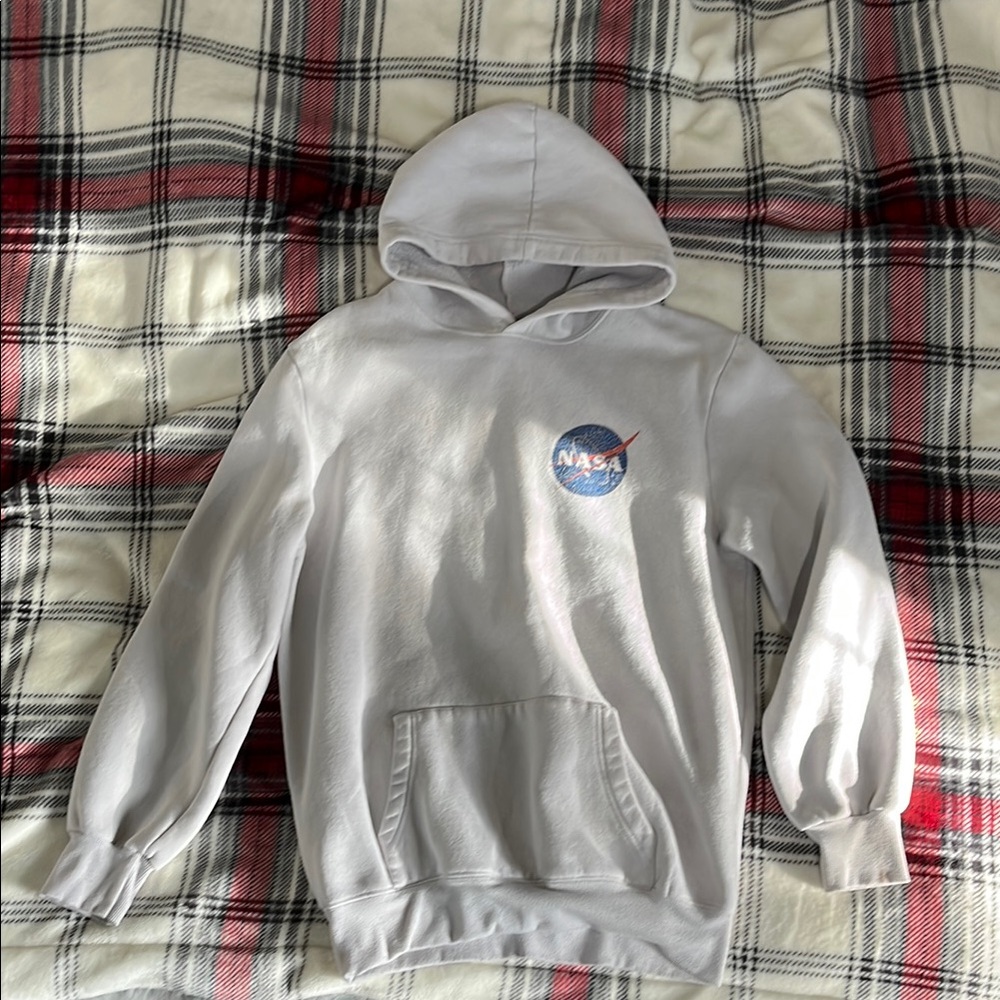 White NASA Pullover Hoodie with Soft Texture